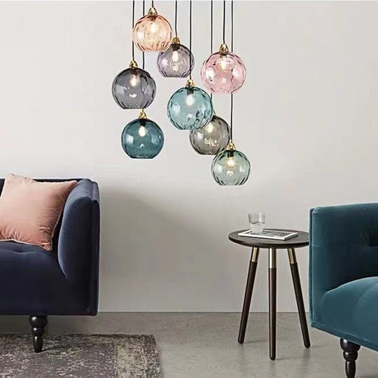 Stained Glass Chandelier Living Room Decoration Bedroom Bedside Lamp Display Window Restaurant Bar