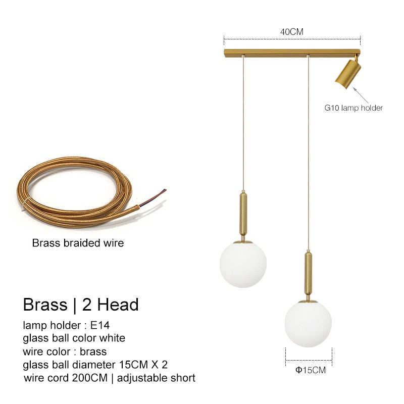 Nordic Modern Glass Ball Chandeliers Lighting For Dining Room Home Decor Pendant Light Kitchen