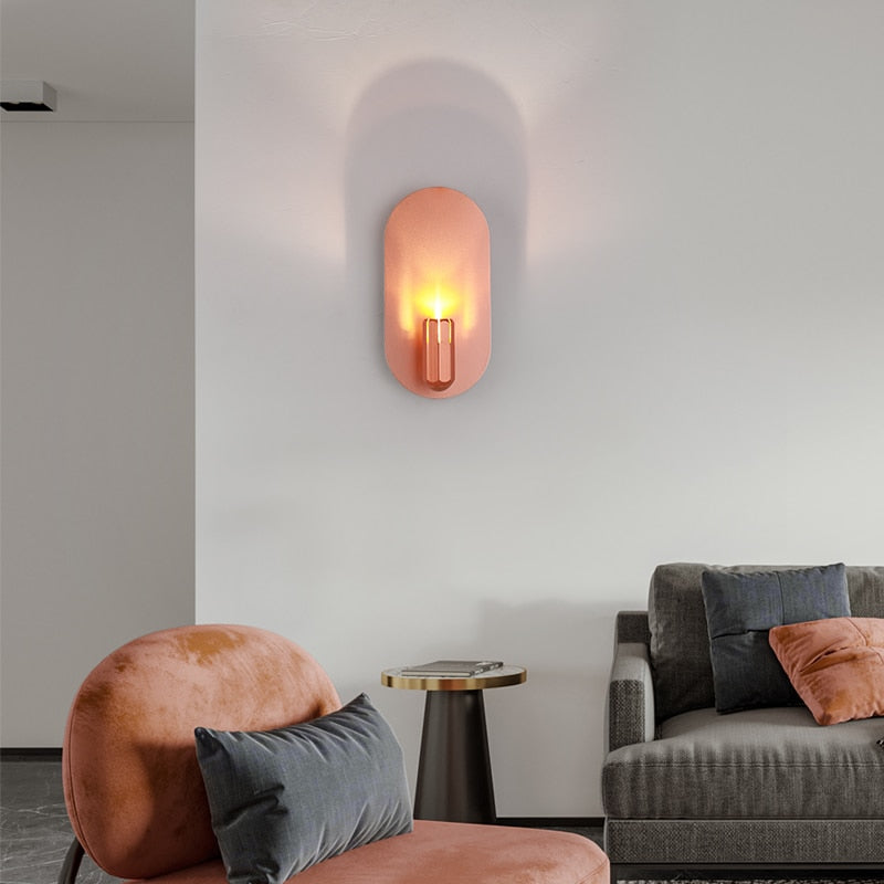 Nordic Luxury Rose Gold Led Wall Light Modern Creative Model Room Stairs Bedroom Bedside Lamp Home