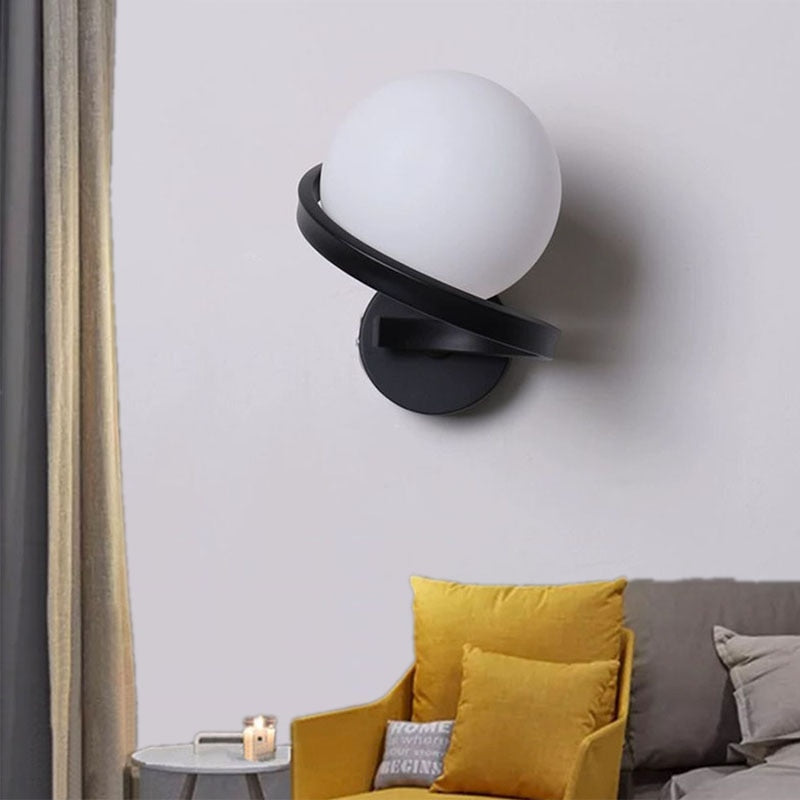 Black/White Metal Wall Lights Simple Living Room Bedroom Bedside Corridor Stairs Lamps G9 Sconce