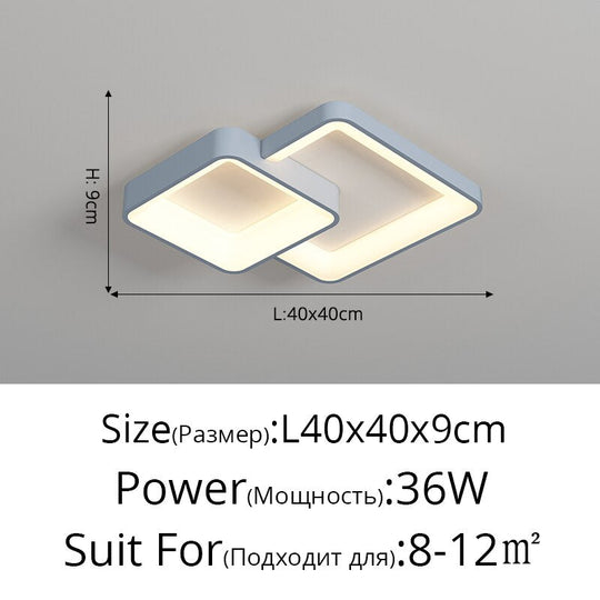Minimalist Square Living Room Chandeliers Simple Modern Home Lamp Atmosphere Bedroom Ledlamp