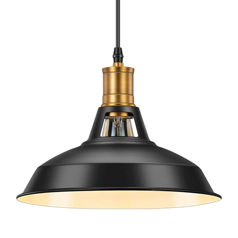 Farmhouse Industrial Pendant Lamp E27 Vintage Hanging Light For Kitchen Island Black White 27Cm