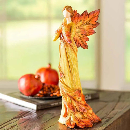Autumn Maple Leaf Angel Wing Figurines Statue Desktop Ornaments Creative Resin Sculpture For Garden