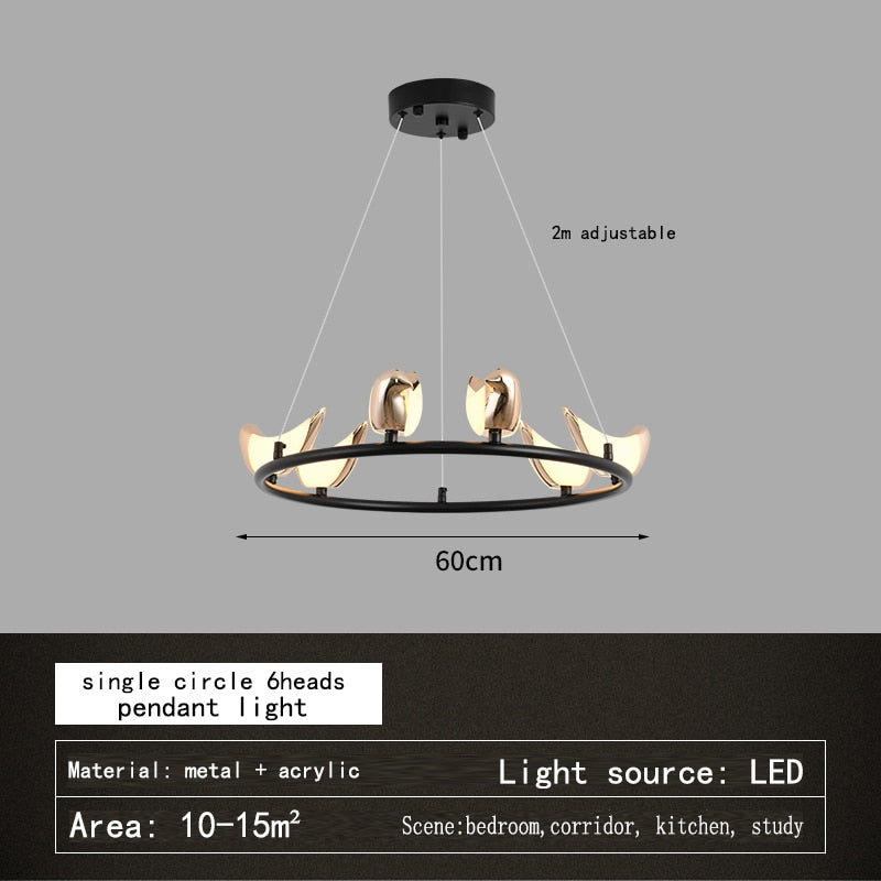 Modern Hallway Stair Led Pendant Lamp Light Creative Mounted Bird Wall Sconce Bedroom Bedside