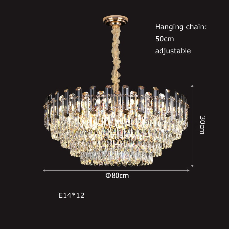 Modern Crystal Led Luxury Ceiling Lights - Round Lamps For Indoor Home Lighting &amp; Living Room Decor