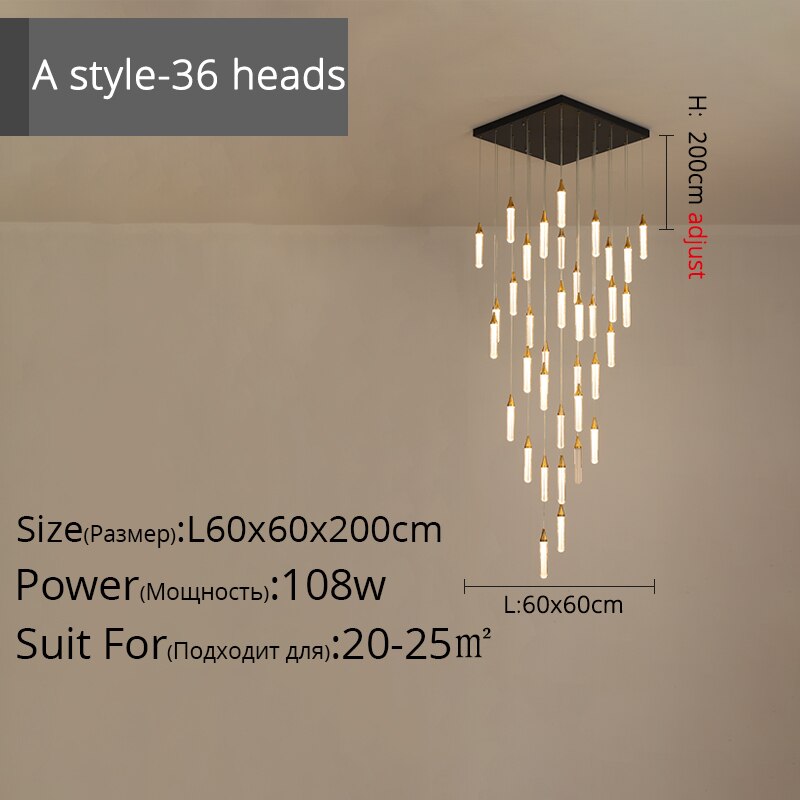 Duplex Stair Long Chandeliers High - Rise Apartment Rotating Jump - Storey Loft Ceiling Decoration