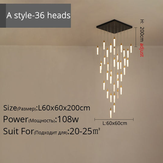 Duplex Stair Long Chandeliers High - Rise Apartment Rotating Jump - Storey Loft Ceiling Decoration