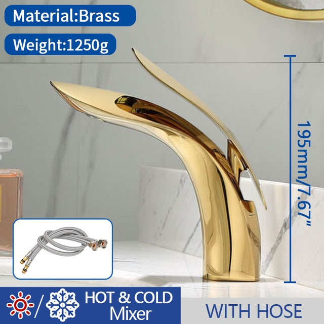Basin Faucet Modern Bathroom Mixer Tap Black/Chrome Wash Single Handle Hot And Cold Waterfall Add