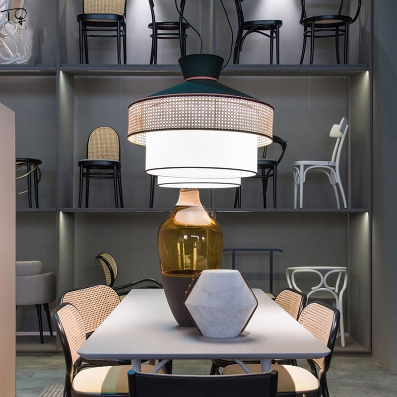 Japanese Simple Art Fabric Pendant Lights Led E27 Restaurant Modern Suspension Luminaire Living