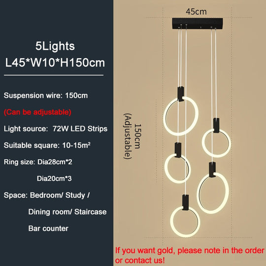 Led Staircase Chandelier Modern Acrylic Design Lamp Luxury Home Decor Indoor Lighting Creative Black