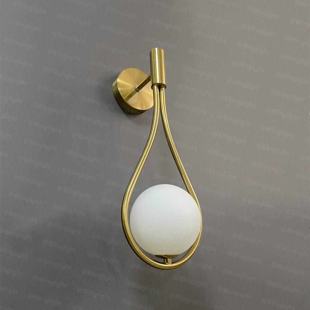 Modern Glass Ball Wall Light In Gold Black Lamp