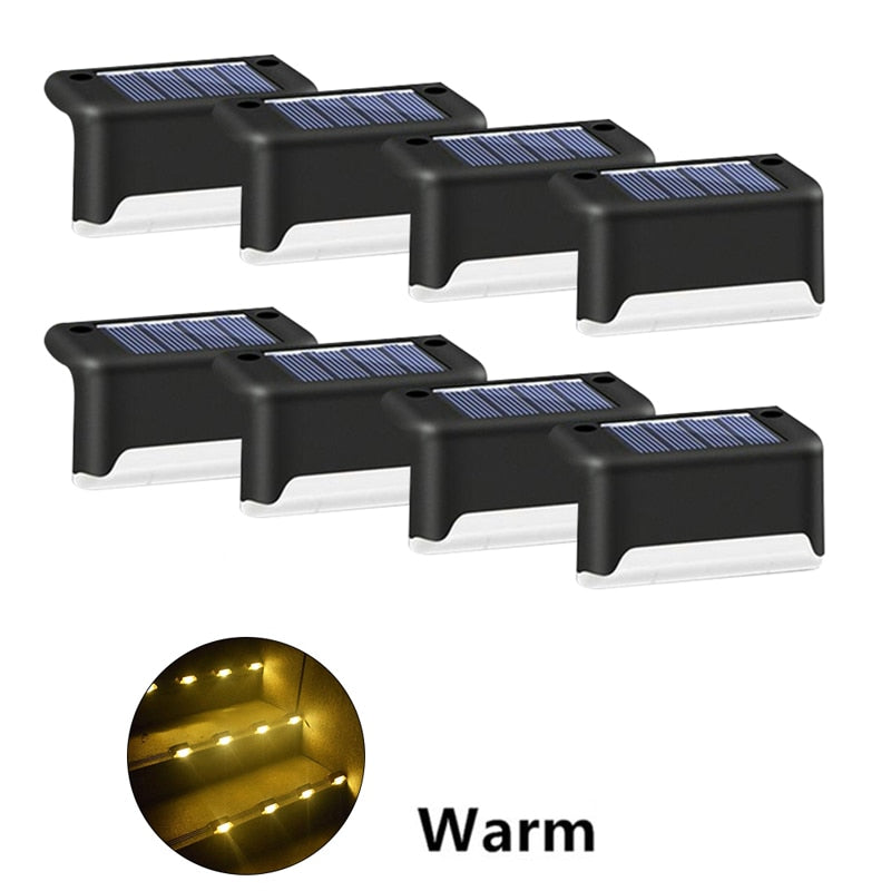 Stair Led Solar Lamp Ip65 Waterproof Outdoor Garden Light Pathway Yard Patio Steps Fence Lamps