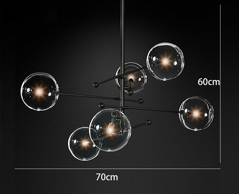 Modern Bronze Glass Pendant Light Bubbles Chandelier Study Living Room Restaurant Hanging Lamp
