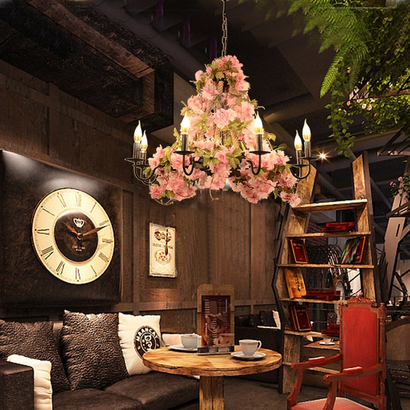 Plants Pendant Light Creative Music Restaurant Milk Tea Shop Bar Hot Pot Cherry Blossom Simulation