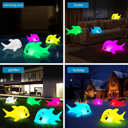 Solar Floating Dolphin Ball Light Swimming Pool Waterproof Lawn Balloon Lamp Home Party Garden