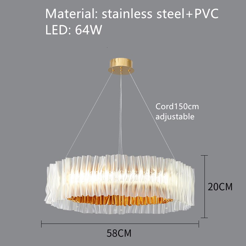 New Design Led Pendant Lights Pvc White Gold Stainless Steel Round Oval Indoor Hanglamp For