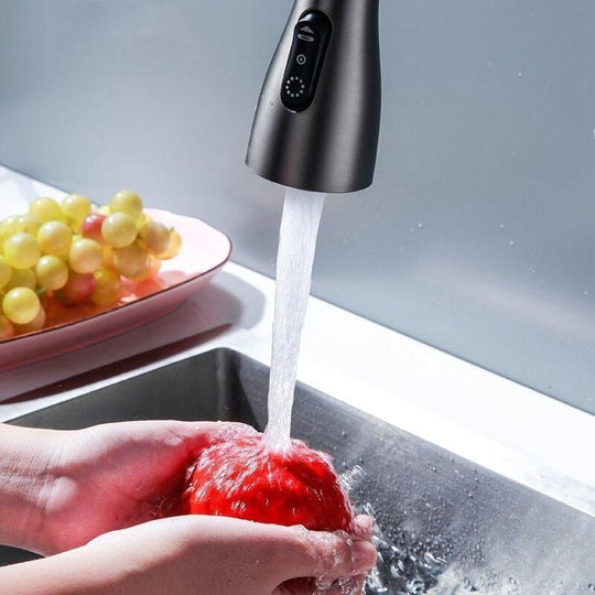 Brass Kitchen Faucets Pull Out Spout Mixer Taps Hot Cold Water Accessories Deck Mounted Stream