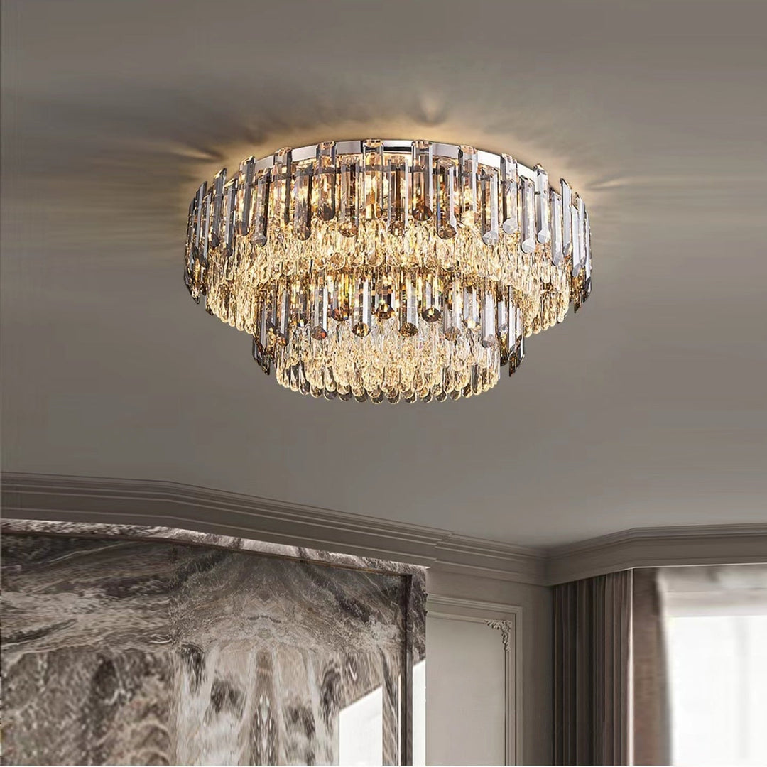 Modern Crystal Led Luxury Ceiling Lights - Round Lamps For Indoor Home Lighting &amp; Living Room Decor