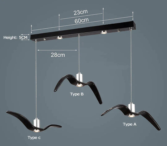 Resin Night Birds Silhouette Sky Freedom Seagull Pendant Light Abc Black Rectangle