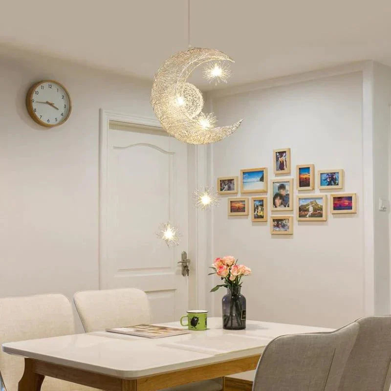 Modern Pendant Lighting Moon Star Hanging Lights Children Bedroom Fixture