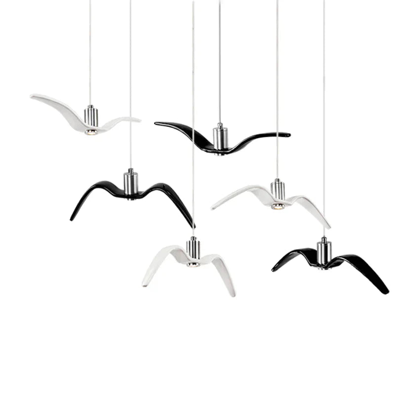 Resin Night Birds Silhouette Sky Freedom Seagull Pendant Light