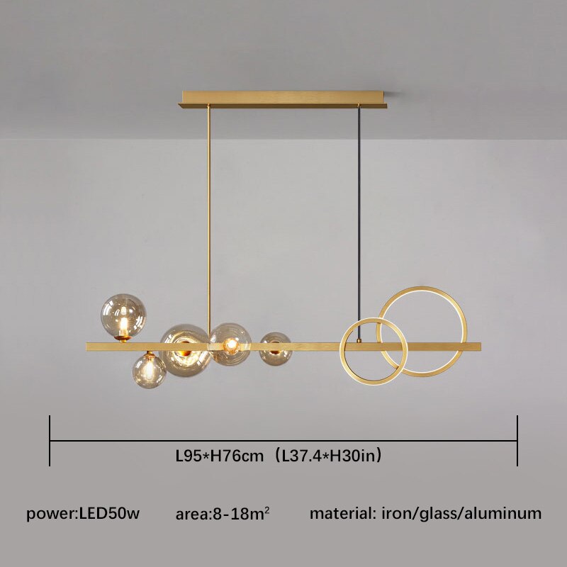 Black Chandelier For Home Kitchen Living Dining Room Modern Vintage Glass Ball Led Hanging Ceiling