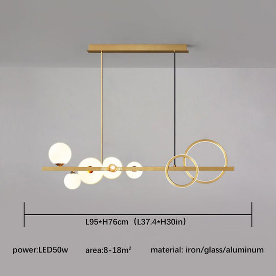 Black Chandelier For Home Kitchen Living Dining Room Modern Vintage Glass Ball Led Hanging Ceiling