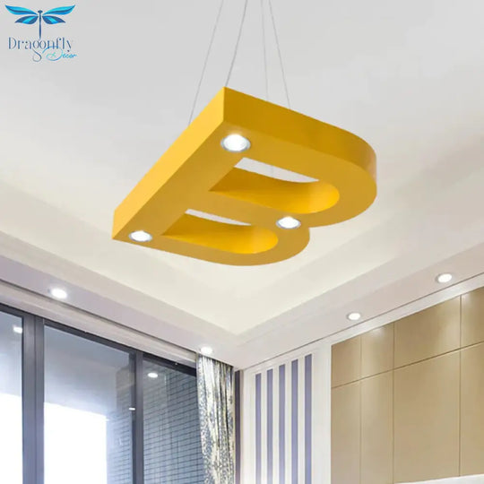 A/B/C - Shape Acrylic Ceiling Hang Fixture Macaroon Red/Yellow/Green Led Chandelier Light For Baby
