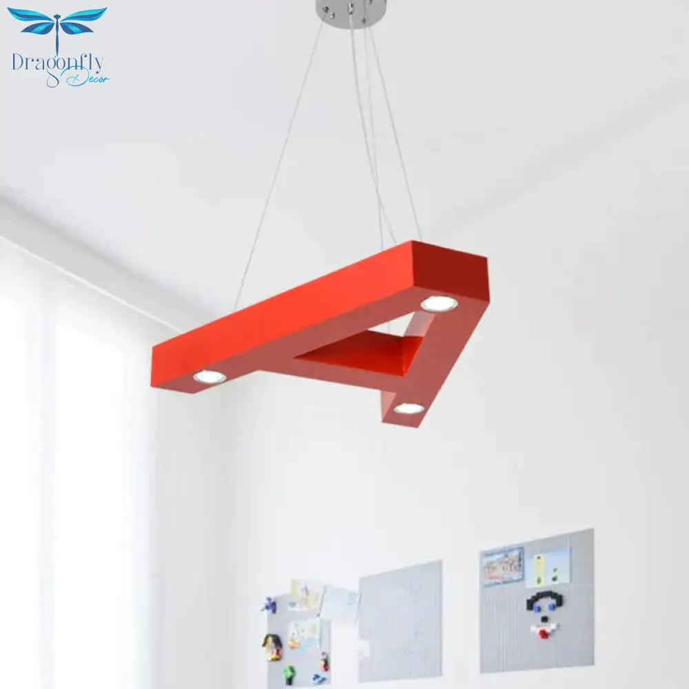 A/B/C - Shape Acrylic Ceiling Hang Fixture Macaroon Red/Yellow/Green Led Chandelier Light For Baby