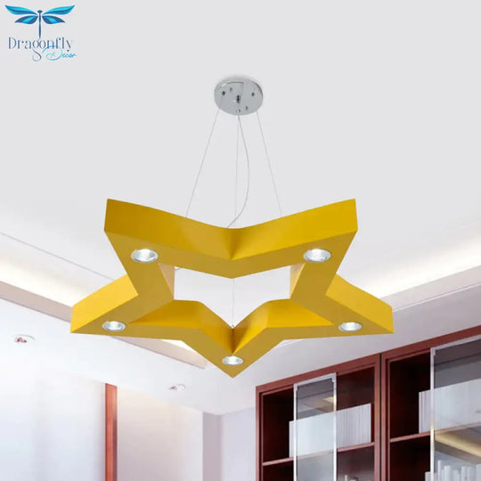 Acrylic Five - Pointed Star Led Ceiling Chandelier Macaroon Yellow/Blue/Green Suspension Pendant
