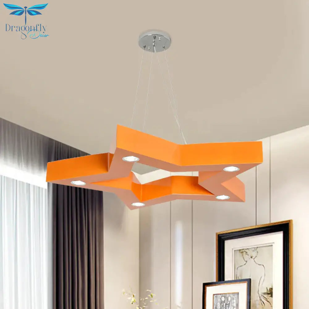 Acrylic Five - Pointed Star Led Ceiling Chandelier Macaroon Yellow/Blue/Green Suspension Pendant