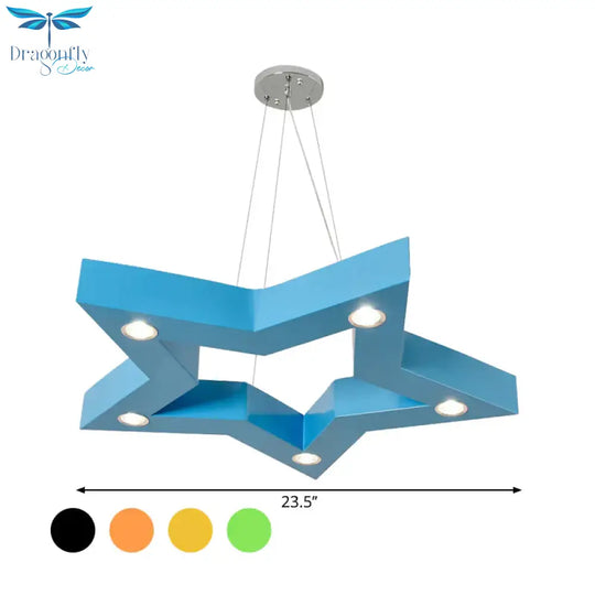 Acrylic Five - Pointed Star Led Ceiling Chandelier Macaroon Yellow/Blue/Green Suspension Pendant