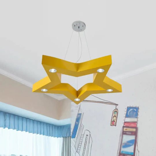Acrylic Five - Pointed Star Led Ceiling Chandelier Macaroon Yellow/Blue/Green Suspension Pendant