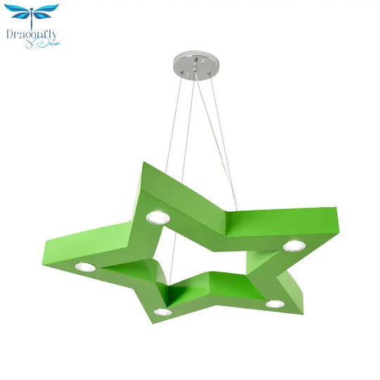 Acrylic Five - Pointed Star Led Ceiling Chandelier Macaroon Yellow/Blue/Green Suspension Pendant