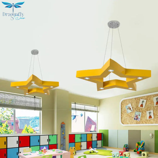 Acrylic Five - Pointed Star Led Ceiling Chandelier Macaroon Yellow/Blue/Green Suspension Pendant