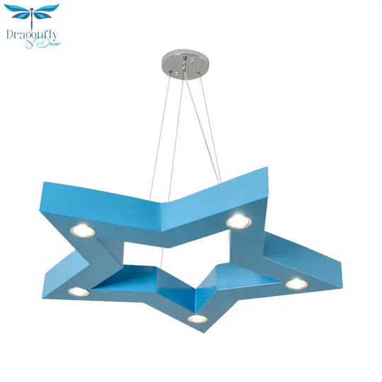 Acrylic Five - Pointed Star Led Ceiling Chandelier Macaroon Yellow/Blue/Green Suspension Pendant