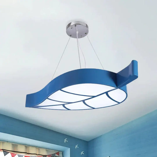 Acrylic Leave Hanging Chandelier Modern Style Led Pendant Light Kit In Blue/Yellow/Green For Dining