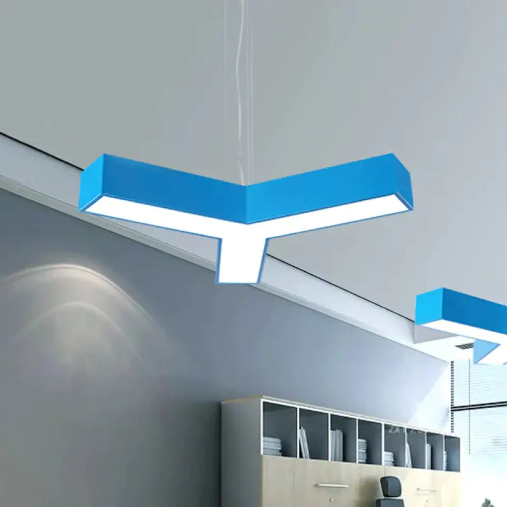 Acrylic Y - Shape Chandelier Lighting Creative White/Yellow/Blue Led Suspension Pendant For