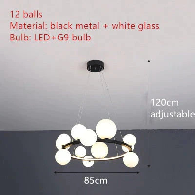 Aisha - Led Glass Chandelier 12 - Black - White / Warm White Chandelier