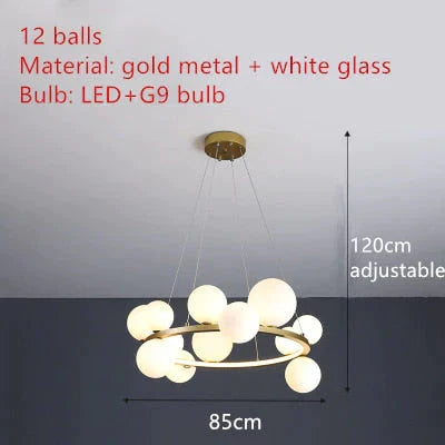 Aisha - Led Glass Chandelier 12 - Gold - White / Warm White Chandelier