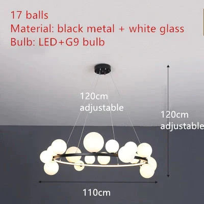 Aisha - Led Glass Chandelier 17 - Black - White / Warm White Chandelier
