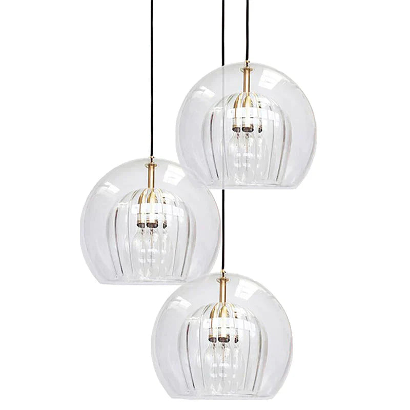 All Copper Dining Room Chandelier Small Table Lamp Household Creative Glass Duplex Staircase Nordic