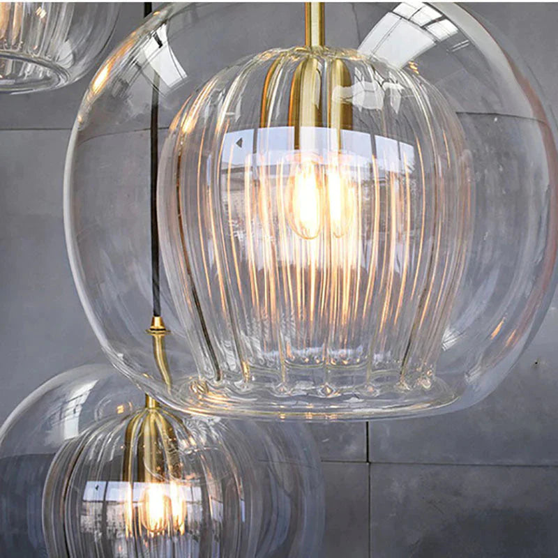 All Copper Dining Room Chandelier Small Table Lamp Household Creative Glass Duplex Staircase Nordic
