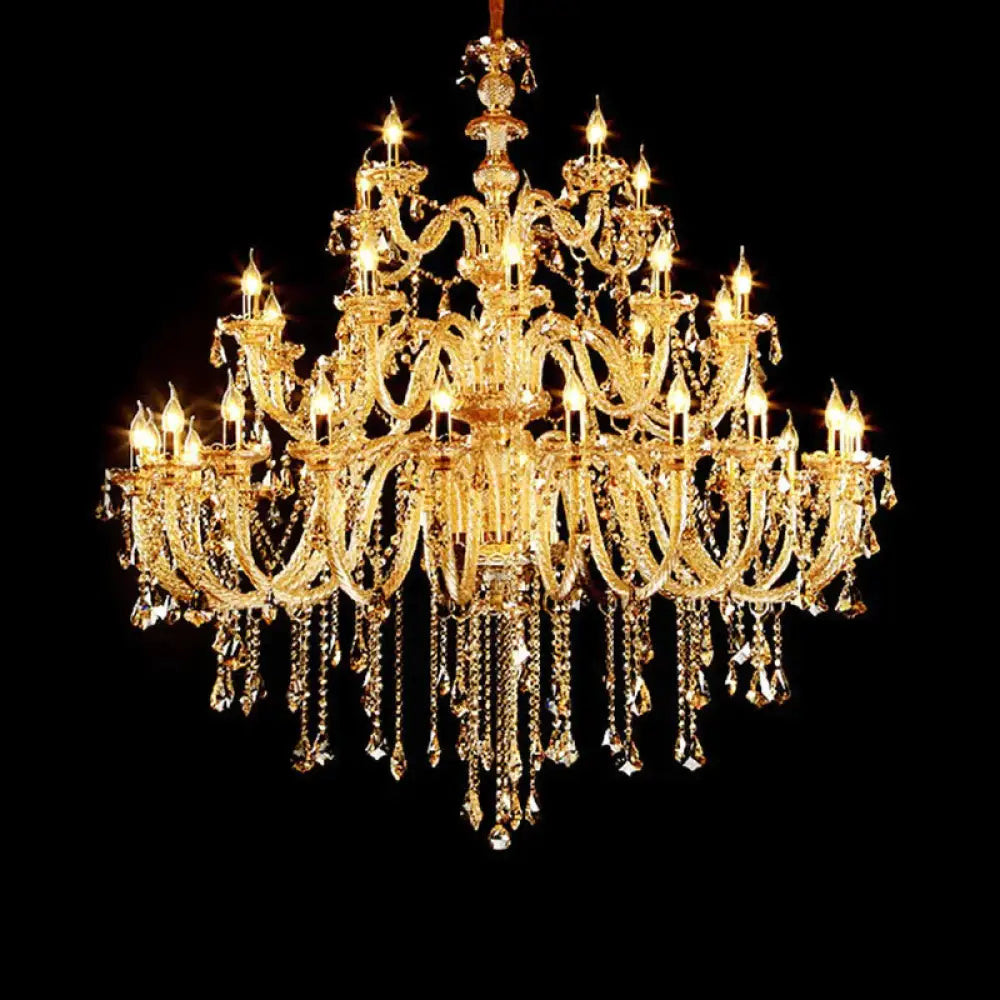 Amber Crystal Gold Chandeliers With 25 Lights In / 59’