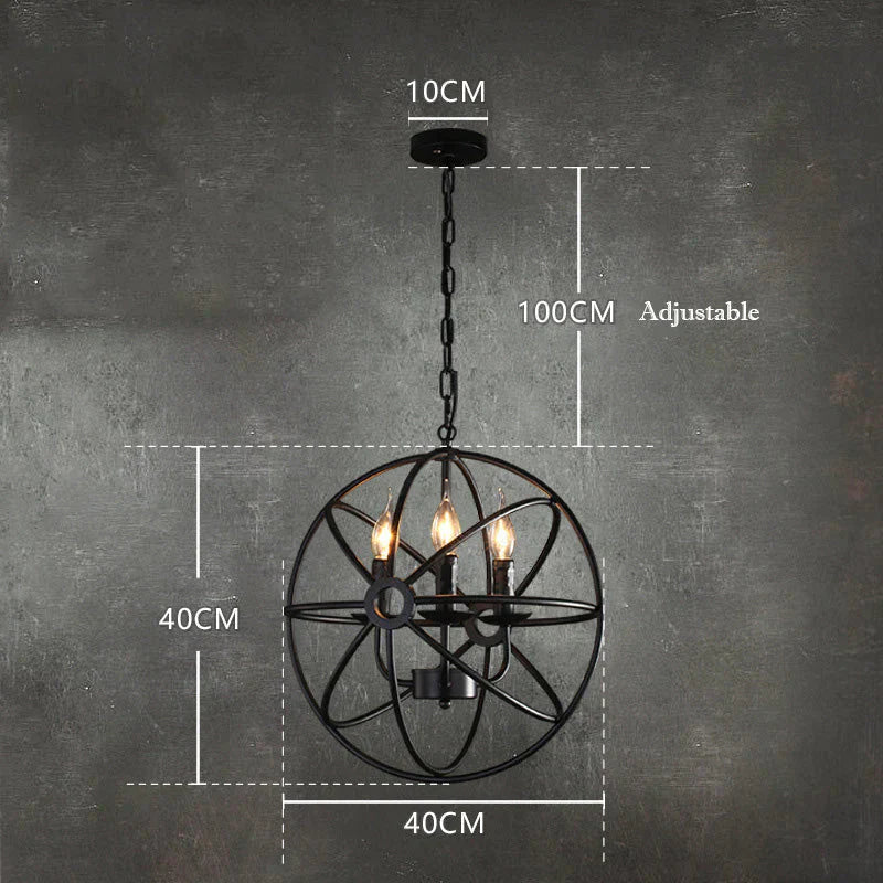 American Chandelier Industry Wind Led Lamps D - 3 Heads Black - 40Cm / No Light Source Pendant