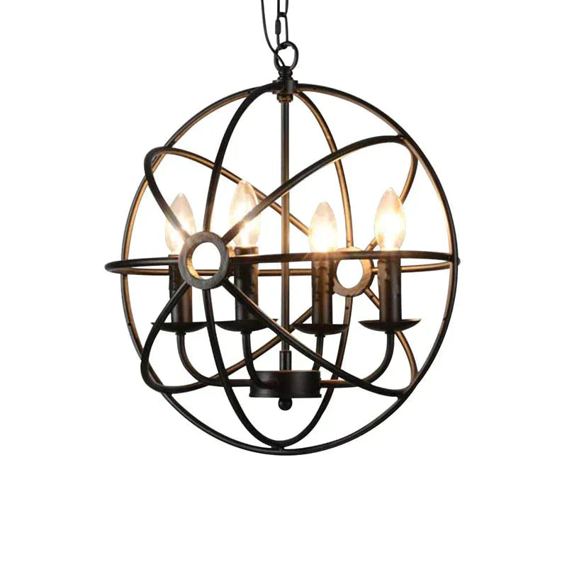American Chandelier Industry Wind Led Lamps D - 4 Heads Black - 40Cm / No Light Source Pendant