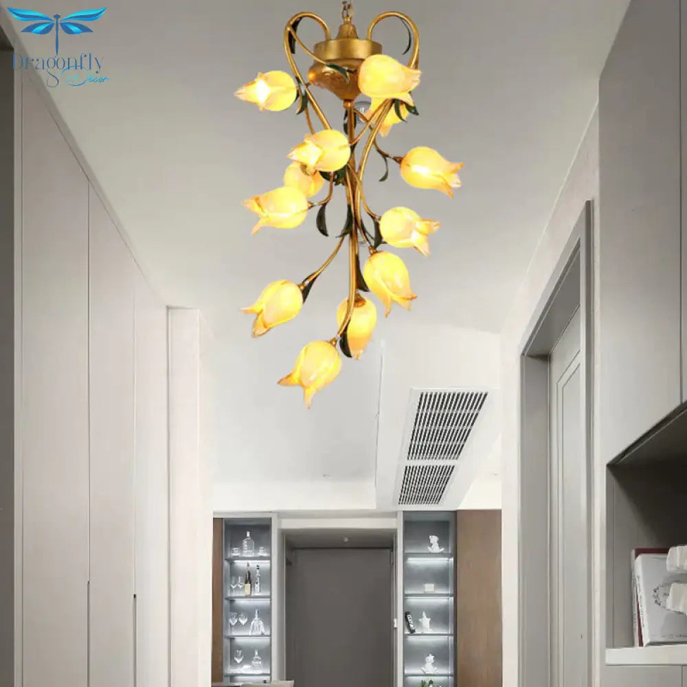 American Garden Brass Blossom Living Room 12 Bulbs Led Pendant Lighting Fixture