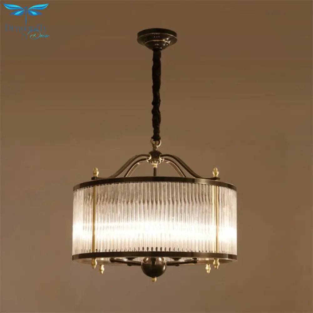 American Modern Style Bronze Glass Hanging Lamp Black Gold Chandelier For Bedroom Dining Pendant