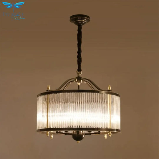 American Modern Style Bronze Glass Hanging Lamp Black Gold Chandelier For Bedroom Dining Pendant