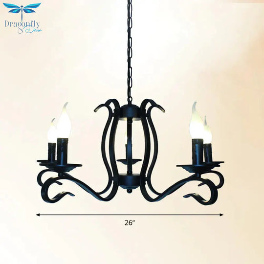Antique Starburst Chandelier Lighting 5/6/8 Bulbs Metal Black Finish Hanging Pendant Lamp For